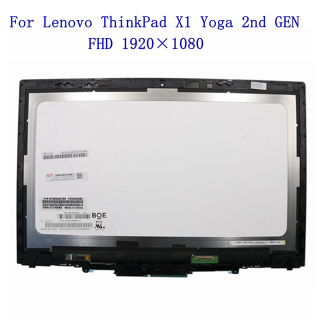 For Lenovo Thinkpad X1 Yoga 2nd Gen LCD Touch Screen Assembly 14.0''inch Laptop FHD QUD NV140FHM-N51 B140QAN01.3