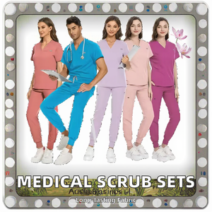 बुने स्पैन्डेक्स कपड़े वी-गर्दन नर्सिंग स्क्रब के साथ डॉक्टर को टॉप सेट किया योग जॉगर पैंट मेडिकल नर्स वर्दी स्क्रब स्टॉक - Product Image 2
