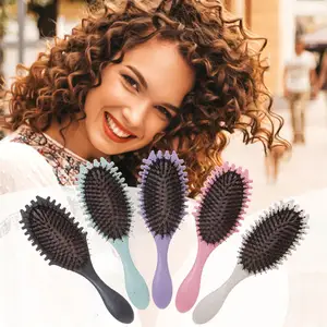 Curl Define Styling Brush For Curly Hair Home Salon Use Boar Bristle Nylon Features Detangling