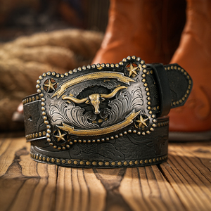 Cinturón de cuero de PU de estilo occidental con hebilla en forma de cabeza de toro tendencia Punk Retro para hombres jóvenes cinturón de vaquero inspirado en mezclilla tira de remache - Product Image 2