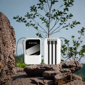 Mini Portable Power Bank 10000mAh LED Display Mobile <b>Charger</b> With Built-in Cables USB Travel Battery Pack - Product Image 3