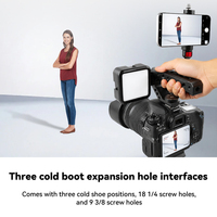Poignée universelle supérieure pour appareil photo avec 3 adaptateurs griffe froide et fixation par trous de vis 1/4 et 3/8 pouces pour DSLR/Microphone