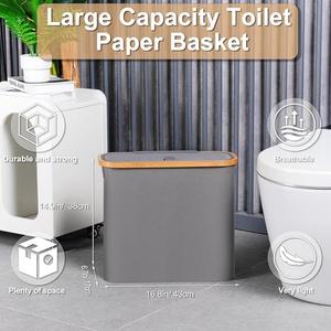 Portarrollos de Papel Higiénico con Tapa, Cesta de Almacenamiento Multifuncional de Bambú, Cesta para Papel Higiénico para Espacios Reducidos - Product Image 4