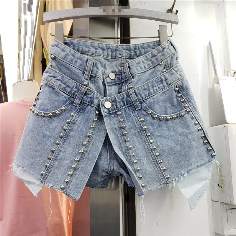 2023 Summer women's style sexy short jeans fashion high waistband slim denim shorts