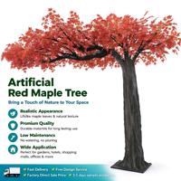 Service de conception gratuit, grand arbre d'érable artificiel en fibre de verre, toucher naturel, érable rouge d'automne pour décoration intérieure et extérieure de luxe