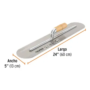BOX 3 Paleta de esquinas redondeadas de 24' x 5' con mango de madera, TRUPER - Product Image 2