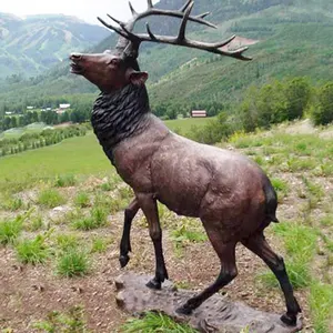 Prezzo di fabbrica a grandezza naturale bronzo lungo corna di cervo statua in bronzo cervo albo scultura