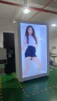 Boîte d'affichage LCD transparente de 65 pouces avec vitrine tactile interactive, écran d'affichage publicitaire transparent
