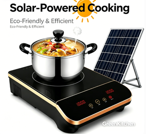 Kit de cuisinière à induction solaire portable à brûleur unique, pratique pour l'extérieur et l'hôtellerie, avec batterie et panneau solaire - Product Image 5