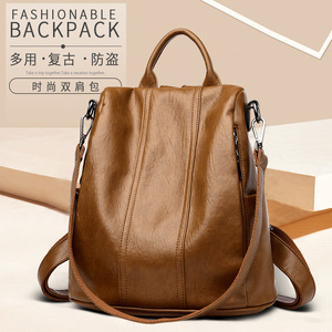 Hot Selling Women <b>Backpack</b> Purse PU Leather Waterproof Anti-theft Casual Shoulder Bag Fashion Ladies Satchel School Bag - Product Image 1