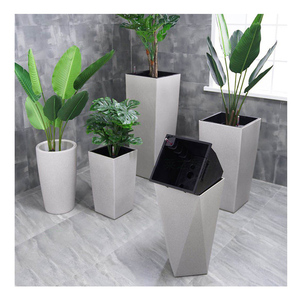 Leizisure-macetas de plástico para jardín, macetas decorativas para plantas, autoriego, estilo Mármol, para casa y hotel - Product Image 1