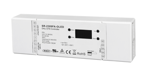 ตัวควบคุม SR-2309FA-OLED <span class=keywords><strong>DALI</strong></span> DT8 พร้อมมาสเตอร์ในตัว 30kHz Ultra High PWM 16 ฉาก 4x5A 12-36VDC XY Tc RGBW XY+Tc RGB+Tc - Product Image 2