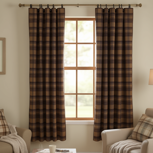 Panel de Cortina de Piel Sintética con Ojales, Diseño a Cuadros, Panel Individual, Decoración de Ventana, Bloqueo Total de Luz, Moderno, para Sala de Estar - Product Image 2