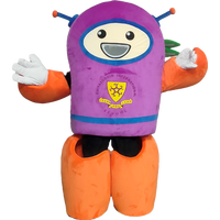 Costume de mascotte robot en peluche violet sur mesure 2025 pour adultes, idéal pour les fêtes scolaires et spectacles