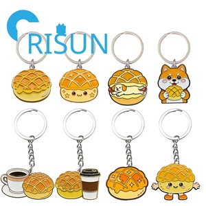 พวงกุญแจโลหะรูปขนมปังสับปะรดเคลือบเงาแบบขายส่ง พวงกุญแจรูปขนมปังน่ารักสไตล์คาวาอี้ - Product Image 1