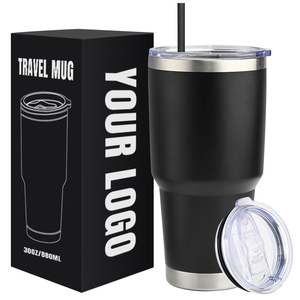 Gobelet isotherme à double paroi en acier inoxydable moderne avec logo personnalisé, 20 oz et 30 oz, avec couvercle anti-fuite, sans BPA - Product Image 1