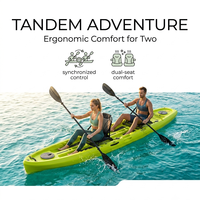 Kayak de pêche modulaire tandem vert citron, avec chaise antidérapante et pont en polyéthylène PE, pour vente en gros