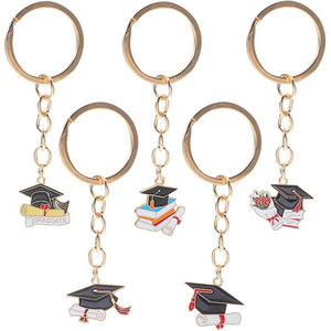 Breloques porte-clés de remise de diplôme en métal, thème toque et diplôme, pour la promotion 2026, cadeaux de fête en gros pour les seniors du lycée et du collège - Product Image 1