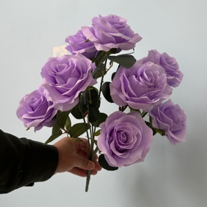 Flores Artificiales al por Mayor, 9 Cabezas de Rosas de Seda, Arreglos Florales de Alta Calidad, Decoración para Bodas, Centros de Mesa Florales - Product Image 1