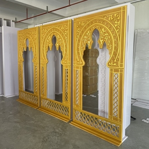 BJ250080-15 Sang Trọng Ấn Độ Cung Điện Phong Cách Acrylic <span class=keywords><strong>Backdrop</strong></span> Cưới Vàng In Ấn Vòm PVC <span class=keywords><strong>Backdrop</strong></span> Cho Đám Cưới Trang Trí Sân Khấu - Product Image 1