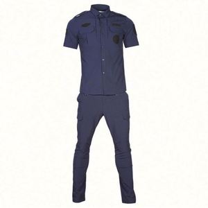 China Navy Blue Security Guard Uniform Set-Cartoon Style Eco-Friendly Promotional <b>Top</b> and Pants with Custom Logo - Product Image 4