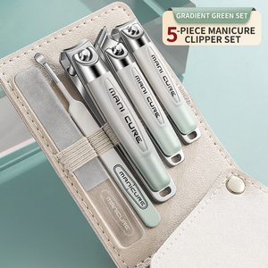 Juego de 5 Piezas de Cortaúñas de Acero Inoxidable, Kit de Manicura Electrochapado con Estuche de Viaje, Lima de Uñas y Limpiador de Oídos para Adultos - Product Image 2