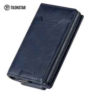 TILONSTAR TVC124 Cartera de aluminio de diseño personalizado de moda RFID Tarjeteros de cuero Pop Up Wallet - Product Image 1