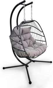 Danlong Modern Metal Twin Size Hanging Basket <strong>Double</strong> <strong>Egg</strong> <strong>Chair</strong> Swing with Stand and <strong>Cushions</strong> for Outdoor Use - Product Image 2