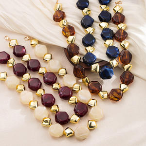 카이메이 <span class=keywords><strong>2026</strong></span> 패션 주얼리 뉴 레트로 트렌드 컬러 비즈 목걸이 럭셔리 하이엔드 레진 초커 골드 목걸이 여성용 - Product Image 3