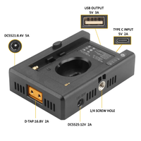 Plaque adaptateur de chargeur de batterie NP-F NPF avec port de charge Type-C, sortie DC12V/8.4V USB-A D-TAP pour accessoires d'appareil photo Sony