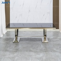 Ensemble de table à manger avec 4, 6 ou 8 chaises, meubles de salle à manger, table à manger en marbre et acier inoxydable