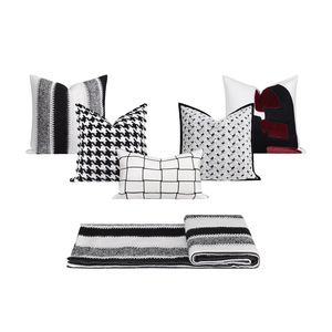 Cao cấp phong cách Bắc Âu <span class=keywords><strong>Sofa</strong></span> Gối màu đen trắng hình học khâu đệm với mô hình cổ điển Bộ nhớ nóng massage tính năng - Product Image 1