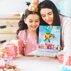 Tarjeta de Felicitación Musical Vibrante 3D Winpsheng 90 con Diseño de Pájaro Oscilante, Papel Blanco como la Nieve, Corte Láser, Barnizado Mate - Product Image 1