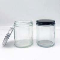 Stoples lilin bulat bening sisi lurus kosong, 60ml 120ml 250ml dengan tutup logam aluminium emas hitam, toples kaca lilin transparan