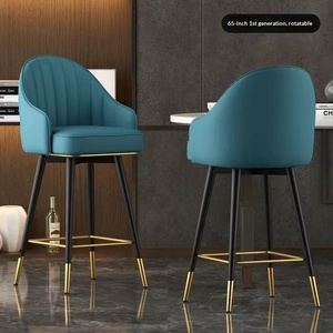 Tabouret de bar de luxe léger avec dossier, structure métallique, usage commercial, pivotant, style américain, tabouret haut pour caissier - Product Image 4
