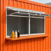 Kiosque de café en conteneur orange vif, 10 pieds x 20 pieds, stand alimentaire modulaire avec fenêtres relevables, couleur personnalisée