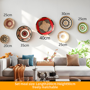 <span class=keywords><strong>Panier</strong></span> mural suspendu en rotin tressé à la main, décoration bohème, paniers plats ronds en <span class=keywords><strong>osier</strong></span> tressé avec boucle de suspension, <span class=keywords><strong>panier</strong></span> en <span class=keywords><strong>osier</strong></span> tressé - Product Image 2