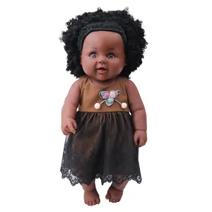 Tusalmo - Vestido de gaze para bebês, vestido preto de 19 polegadas com rabo de cavalo e cabelo afro, ideal para crianças, novidade por atacado
