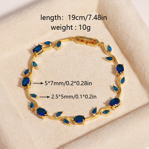 Luxury <strong>Bridesmaid</strong> Cubic Zirconia <strong>Bracelet</strong> Gift Colorful Diamond Link <strong>Bracelet</strong> 18K Gold Plated Tulip Floral <strong>Bracelet</strong> for Women - Product Image 6