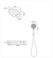 Système de douche thermostatique encastré WEIHAO gris anthracite à 2 fonctions, affichage numérique et 3 modes de pulvérisation