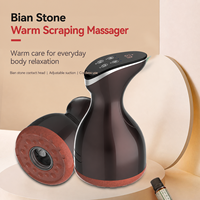 Appareil Gua Sha chauffant portable avec base en pierre Bian, masseur à ventouses sans fil avec libération de pression à une touche