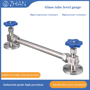 مقياس مستوى الماء بأنبوب زجاجي عضوي مع أنبوب فولاذ مقاوم للصدأ للقراءة فقط وأنبوب PTFE مقاوم للتآكل لقياس مستوى السوائل - Product Image 2