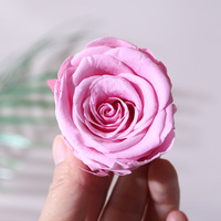 Bunga Mawar Kering Buatan Tangan Warna Pink, Hiasan Bunga untuk DIY Natal, Hari Valentine, Tahan Lama