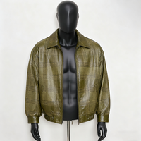 Veste pour homme de haute qualité, personnalisable avec logo OEM, en cuir PU rouge d'hiver et en cuir d'agneau véritable, style motard vintage, réversible, avec paillettes épaisses