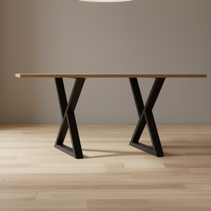 Black Powder Coated Steel Dining <b>Table</b> <b>Leg</b> 31.5 In X Shaped Industrial Furniture <b>Legs</b> - Product Image 2