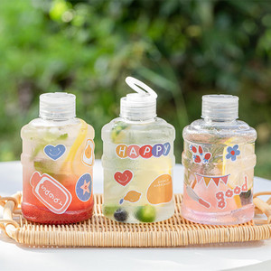 ขวดนมชาขนาดเล็ก 500 มล. ยี่ห้อจินเจียง พร้อมฝาเกลียว ป้องกันการรั่วซึม เกรดอาหาร พิมพ์ลายสกรีน สำหรับนมชาและกาแฟเย็น - Product Image 1