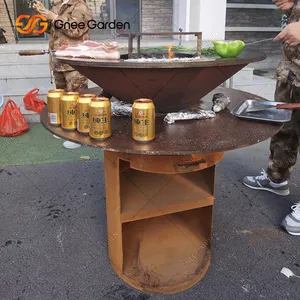 Lò Nướng BBQ Bằng Thép Hình Corten Ngoài Trời Bằng Kim Loại Đa Năng Dùng Cho Lưới Tản Nhiệt Sân Sau Lò Nướng BBQ Tiệc Tùng