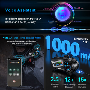 Q30 PRO kask Intercomunicador Moto su geçirmez kask interkom motosiklet müzik paylaşımı ve FM radyo ile - Product Image 6