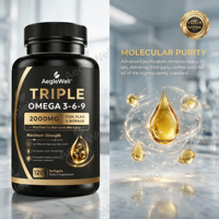 Aeglewell Oméga 3 6 9 Gélules Molles 2000mg Huile de Poisson, de Lin et de Bourrache Sans Mercure, Logo et Formule Personnalisés, Complément Alimentaire