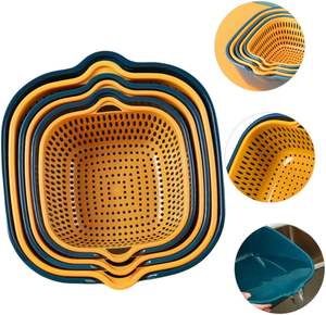Cesta de drenaje multifuncional de PP de 6 piezas para cocina, para lavar y almacenar frutas y verduras, de grado alimenticio y ecológica, al por mayor - Product Image 4